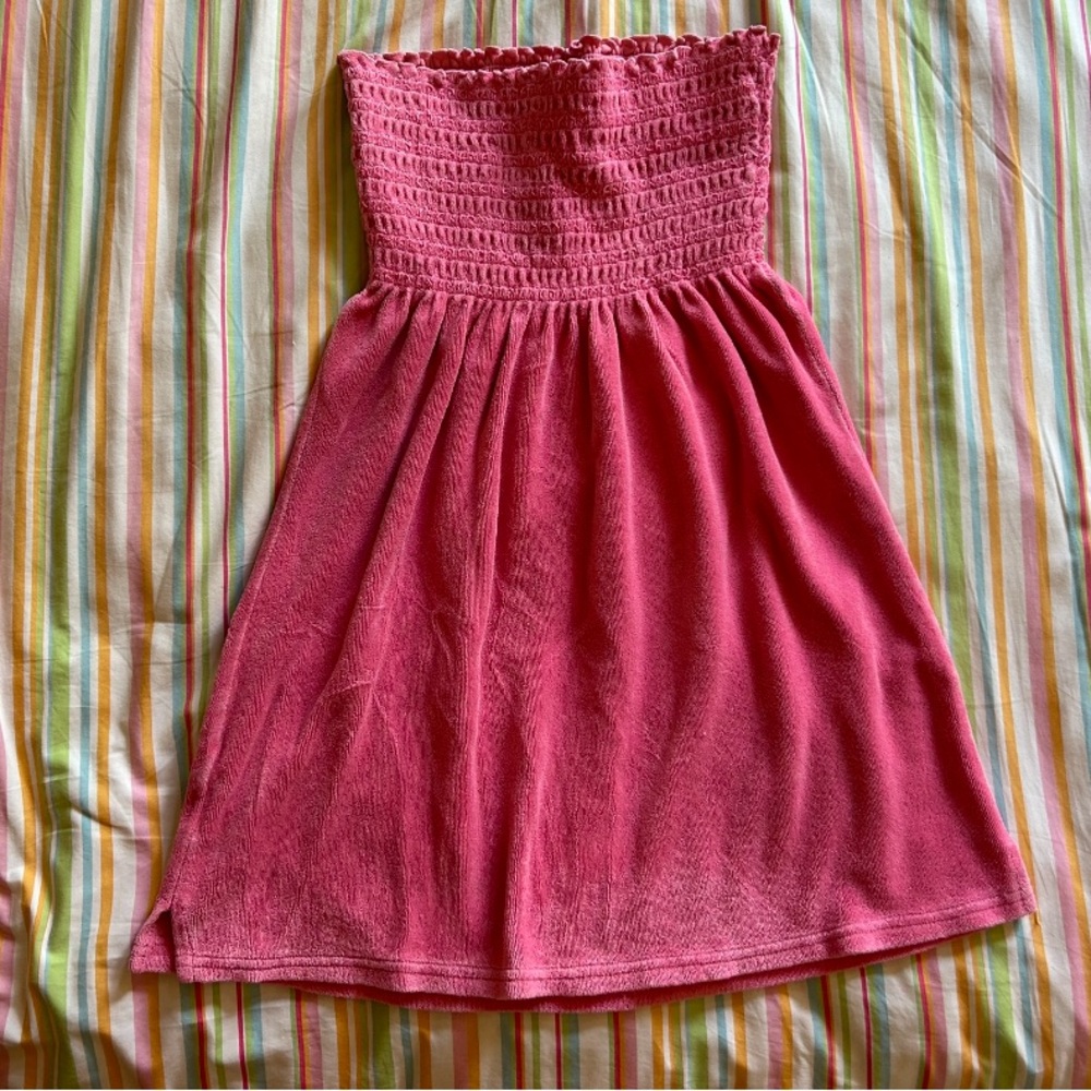 Rare Vintage Juicy Couture terrycloth smocked strapless babydoll dress, small